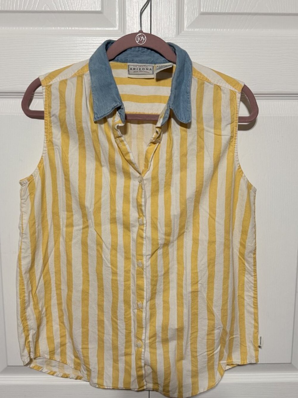 Arizona Jean Co. Yellow & White Striped Top, Size XL